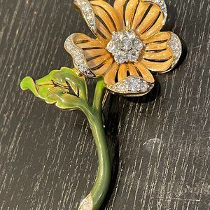Nolan Miller VTG Brooch Flower Country Garden Glamour Collection Enamel Goldtone